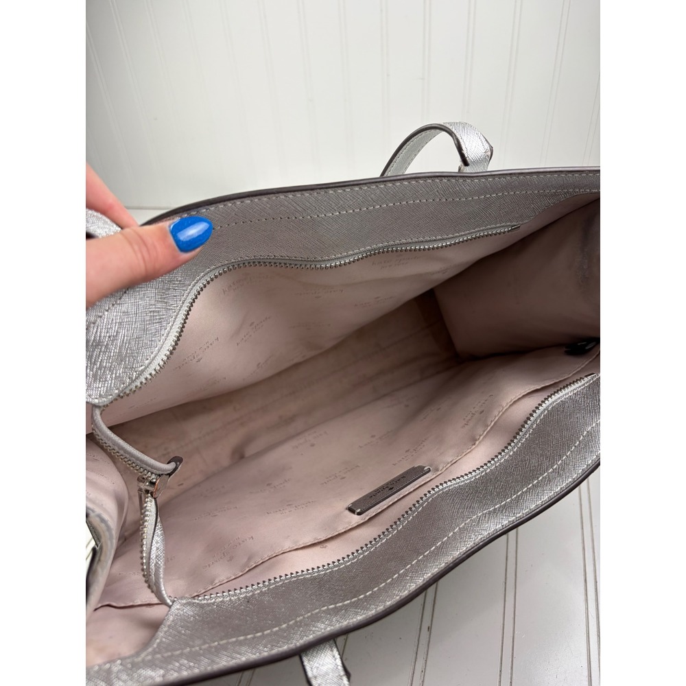 Kate Spade Vintage Silver Metallic Saffiano Leather Kenzie Shoulder Bag Purse - Picture 5 of 15